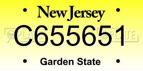C655651 New Jersey License Plate