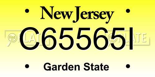 C65565I New Jersey License Plate