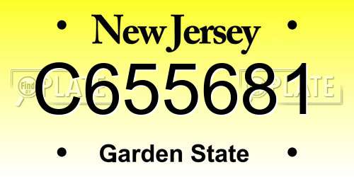 C655681 New Jersey License Plate
