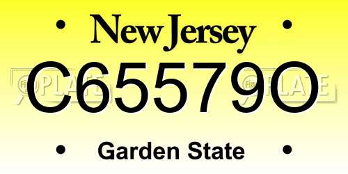 C65579O New Jersey License Plate