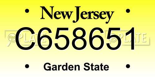 C658651 New Jersey License Plate