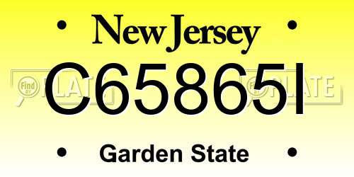 C65865I New Jersey License Plate