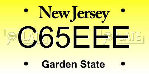 C65EEE New Jersey License Plate