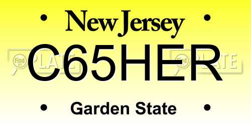 C65HER New Jersey License Plate