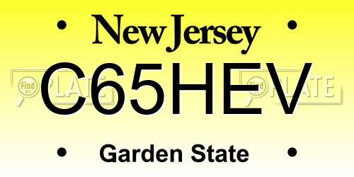 C65HEV New Jersey License Plate