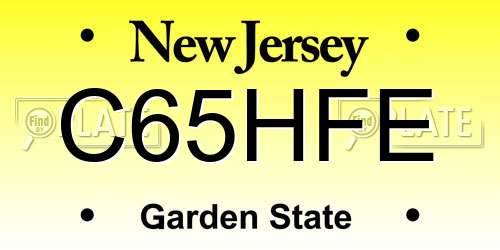 C65HFE New Jersey License Plate