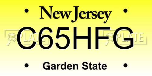 C65HFG New Jersey License Plate