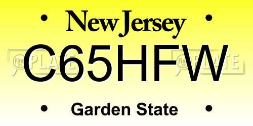 C65HFW New Jersey License Plate