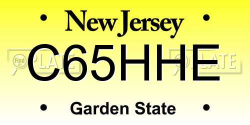 C65HHE New Jersey License Plate