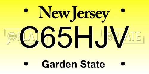 C65HJV New Jersey License Plate