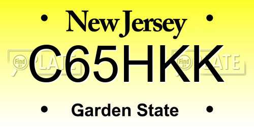 C65HKK New Jersey License Plate