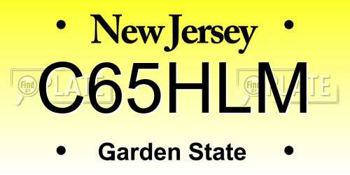 C65HLM New Jersey License Plate