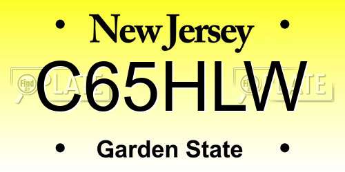 C65HLW New Jersey License Plate