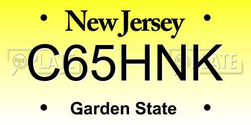 C65HNK New Jersey License Plate