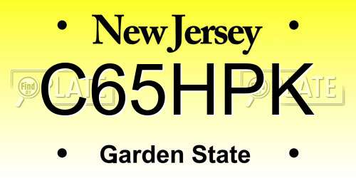 C65HPK New Jersey License Plate