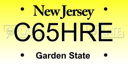 C65HRE New Jersey License Plate