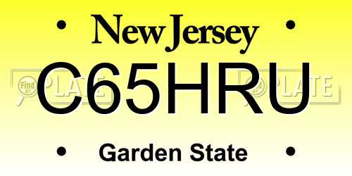 C65HRU New Jersey License Plate