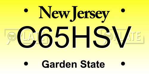 C65HSV New Jersey License Plate