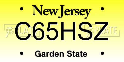 C65HSZ New Jersey License Plate
