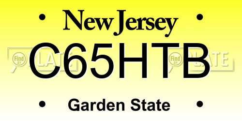 C65HTB New Jersey License Plate