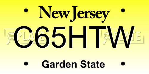 C65HTW New Jersey License Plate