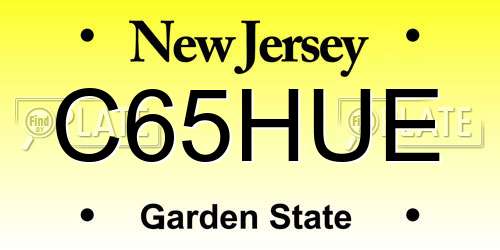 C65HUE New Jersey License Plate