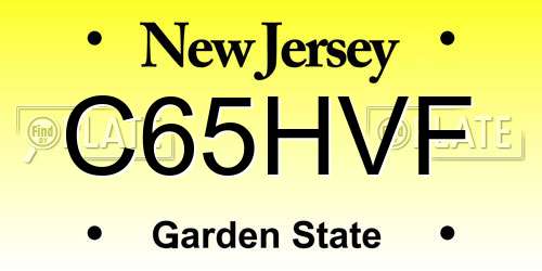 C65HVF New Jersey License Plate
