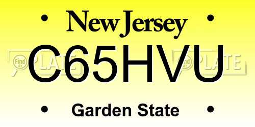 C65HVU New Jersey License Plate