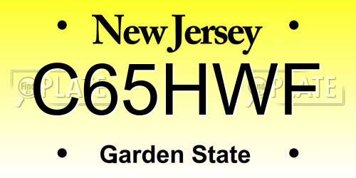 C65HWF New Jersey License Plate