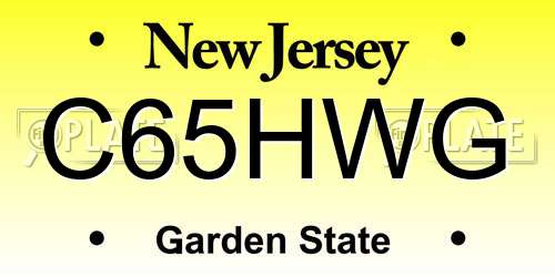 C65HWG New Jersey License Plate