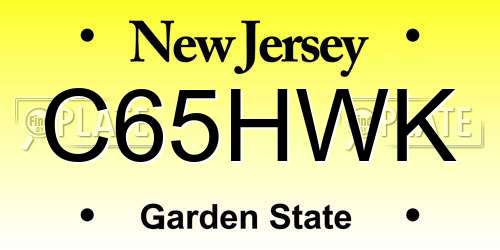 C65HWK New Jersey License Plate