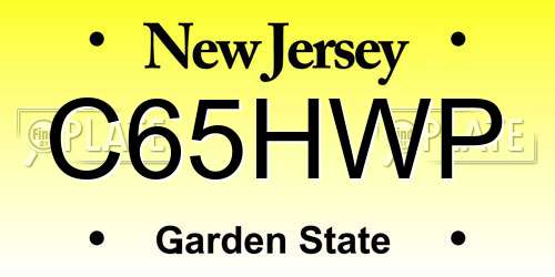 C65HWP New Jersey License Plate