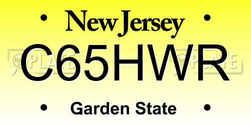 C65HWR New Jersey License Plate