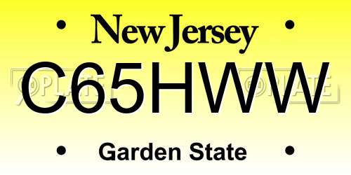 C65HWW New Jersey License Plate