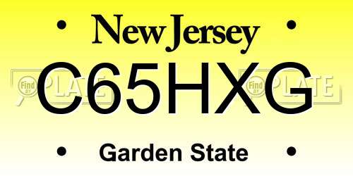 C65HXG New Jersey License Plate