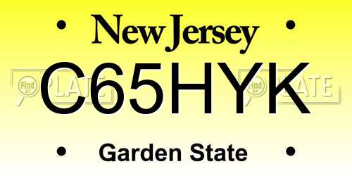 C65HYK New Jersey License Plate