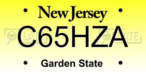 C65HZA New Jersey License Plate