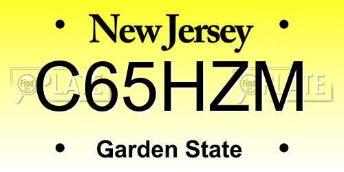 C65HZM New Jersey License Plate