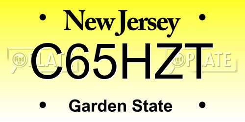 C65HZT New Jersey License Plate