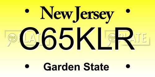 C65KLR New Jersey License Plate