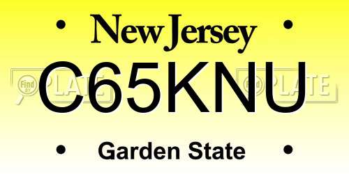 C65KNU New Jersey License Plate