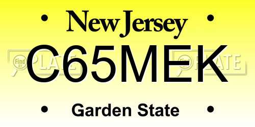 C65MEK New Jersey License Plate
