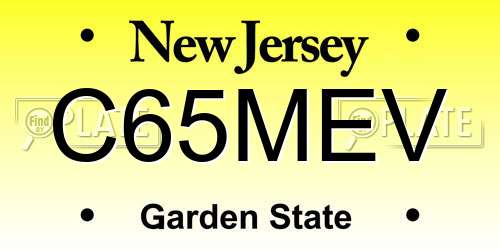 C65MEV New Jersey License Plate