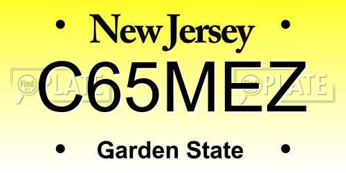 C65MEZ New Jersey License Plate