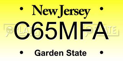 C65MFA New Jersey License Plate