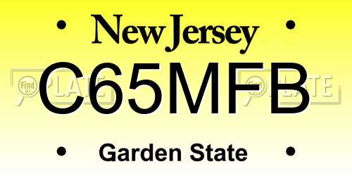 C65MFB New Jersey License Plate