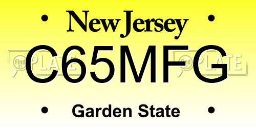 C65MFG New Jersey License Plate