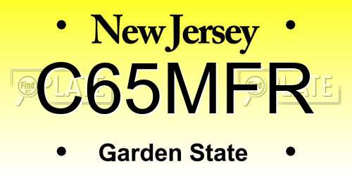 C65MFR New Jersey License Plate