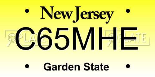 C65MHE New Jersey License Plate