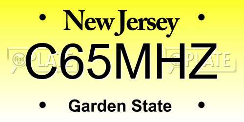 C65MHZ New Jersey License Plate